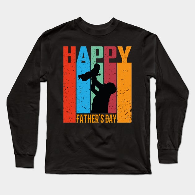 Happy Fathers Day, Dad, Papa, Father,Daddy,Retro Long Sleeve T-Shirt by Global Creation